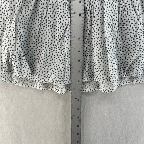 Old Navy Blouse Women's XS White Black Smocked Polka Dot Off the Shoulder Peplum - Picture 5 of 10